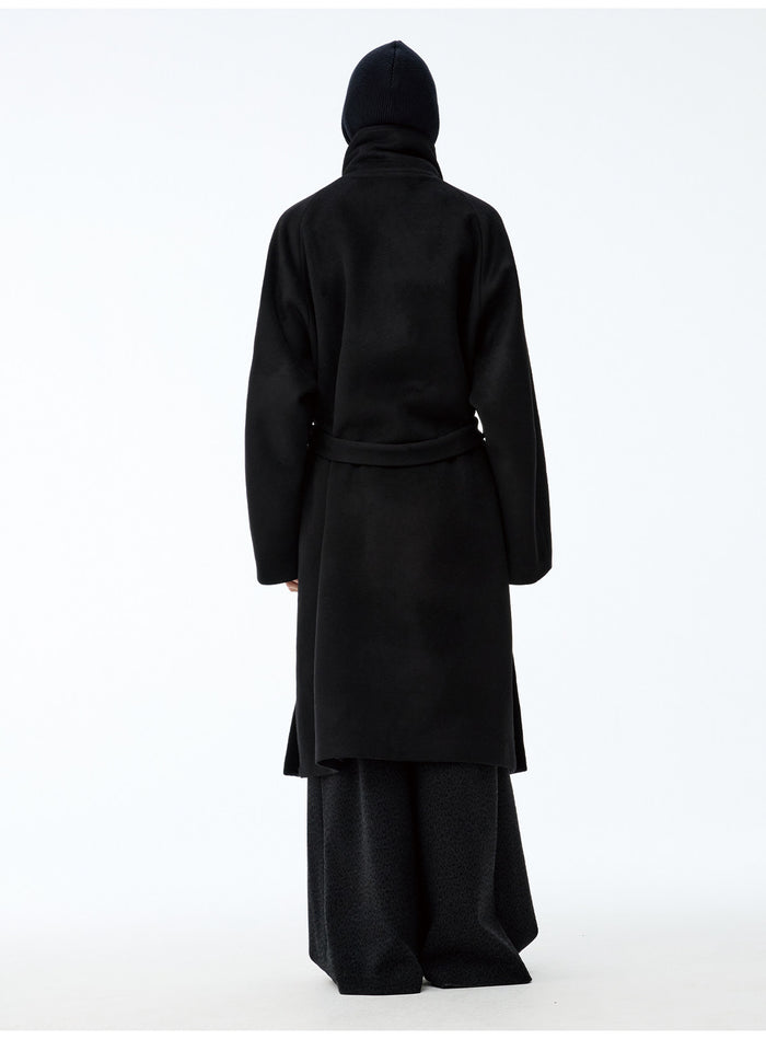 Asymmetric Zip Tie-Waist Coat