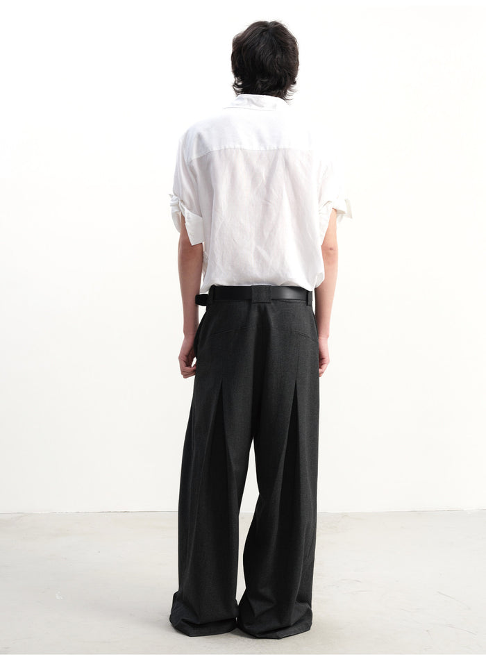 Pleated Pocket Wide-Leg Trousers