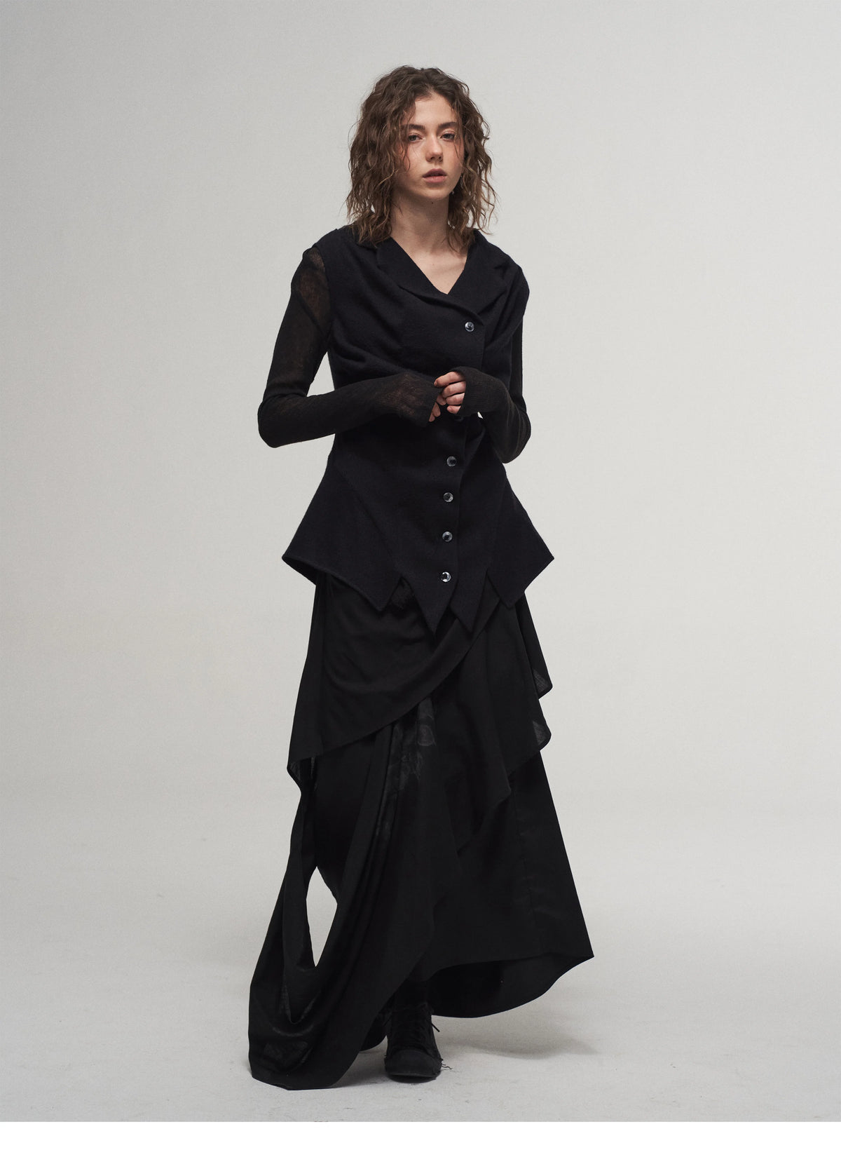 Knife-Pleated Fluid Skirt