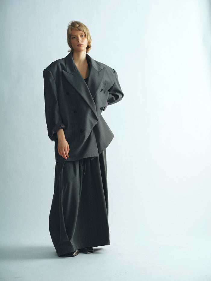Double-breasted oversized wool blazer