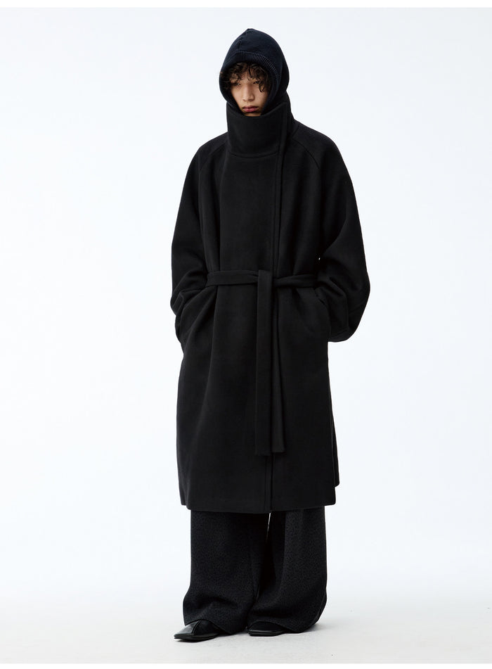 Asymmetric Zip Tie-Waist Coat