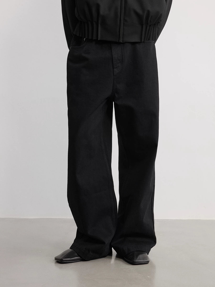 Straight-Leg Black Denim Jeans