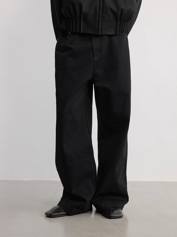 Straight-Leg Black Denim Jeans