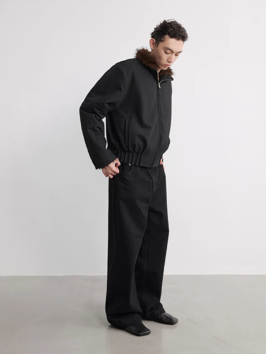 Straight-Leg Black Denim Jeans