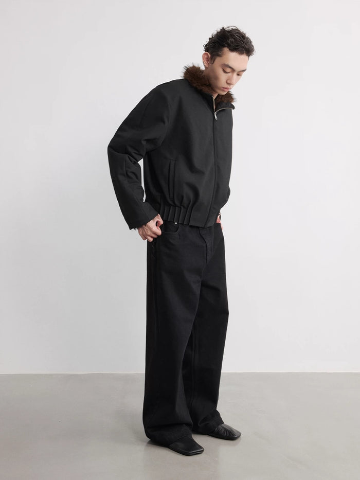 Straight-Leg Black Denim Jeans