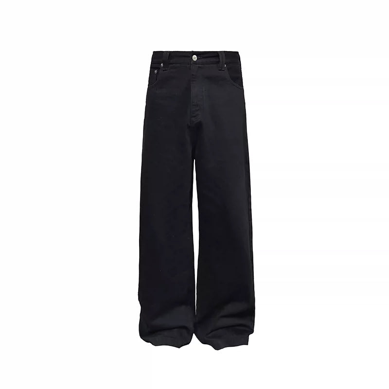 Straight-Leg Black Denim Jeans