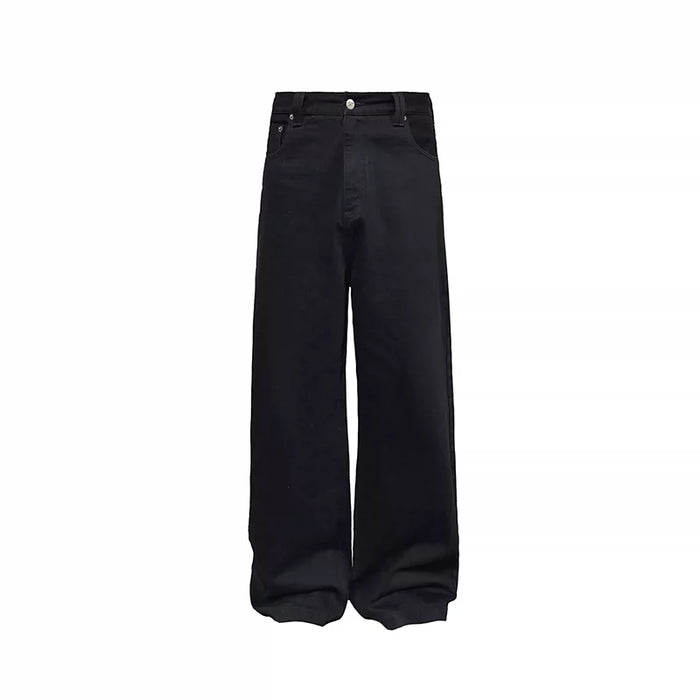 Straight-Leg Black Denim Jeans