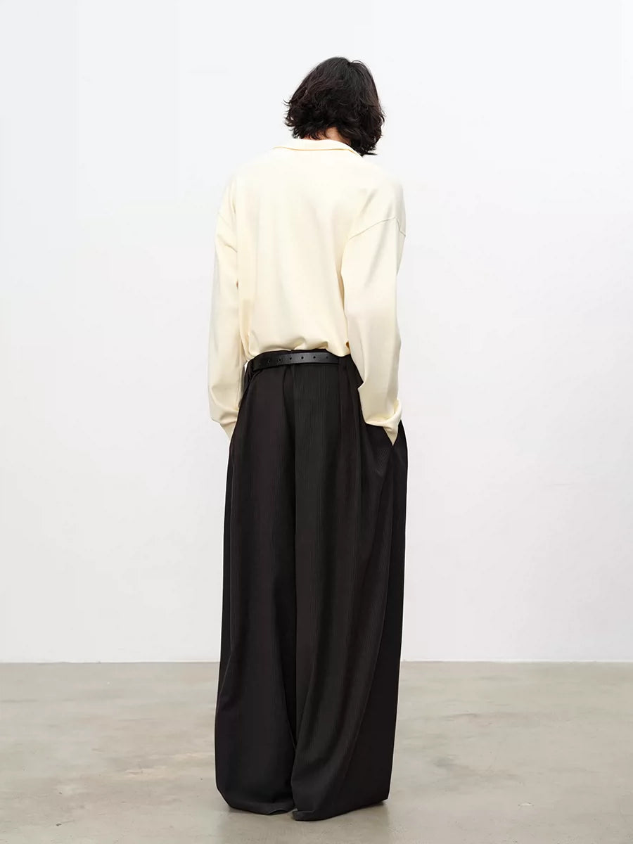 Side Pleated Striped Pants