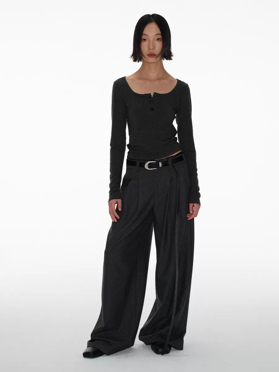 Herringbone double-pleat trousers