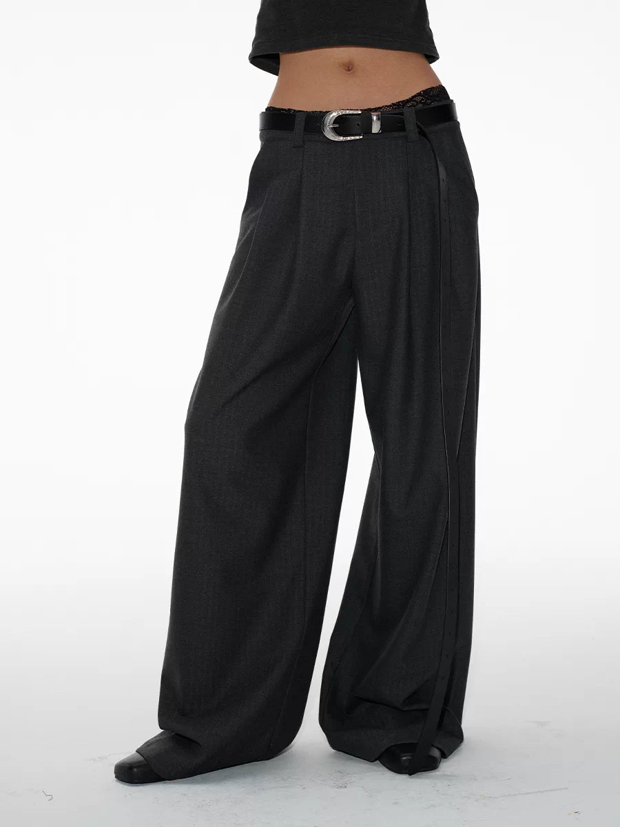 Herringbone double-pleat trousers