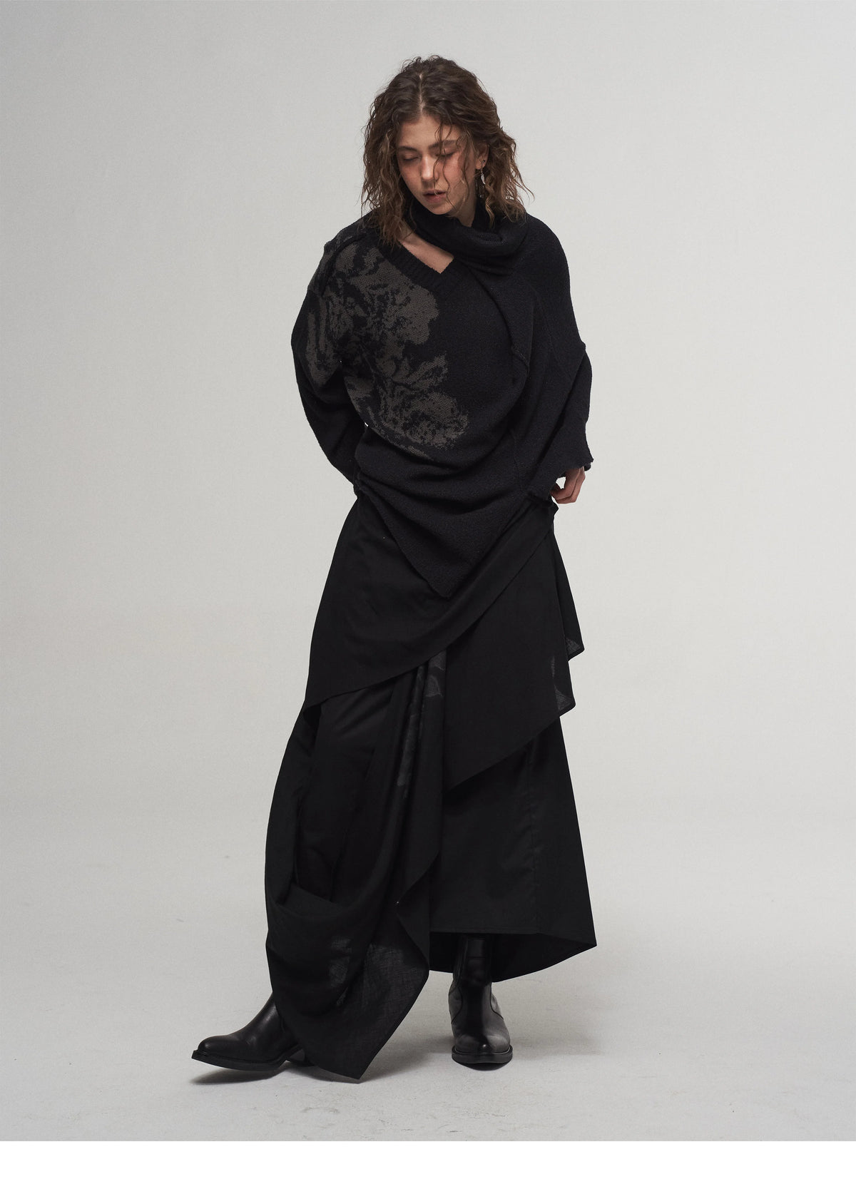 Knife-Pleated Fluid Skirt