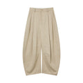 Natural hemp curved wide-leg casual pants