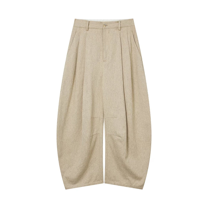 Natural hemp curved wide-leg casual pants