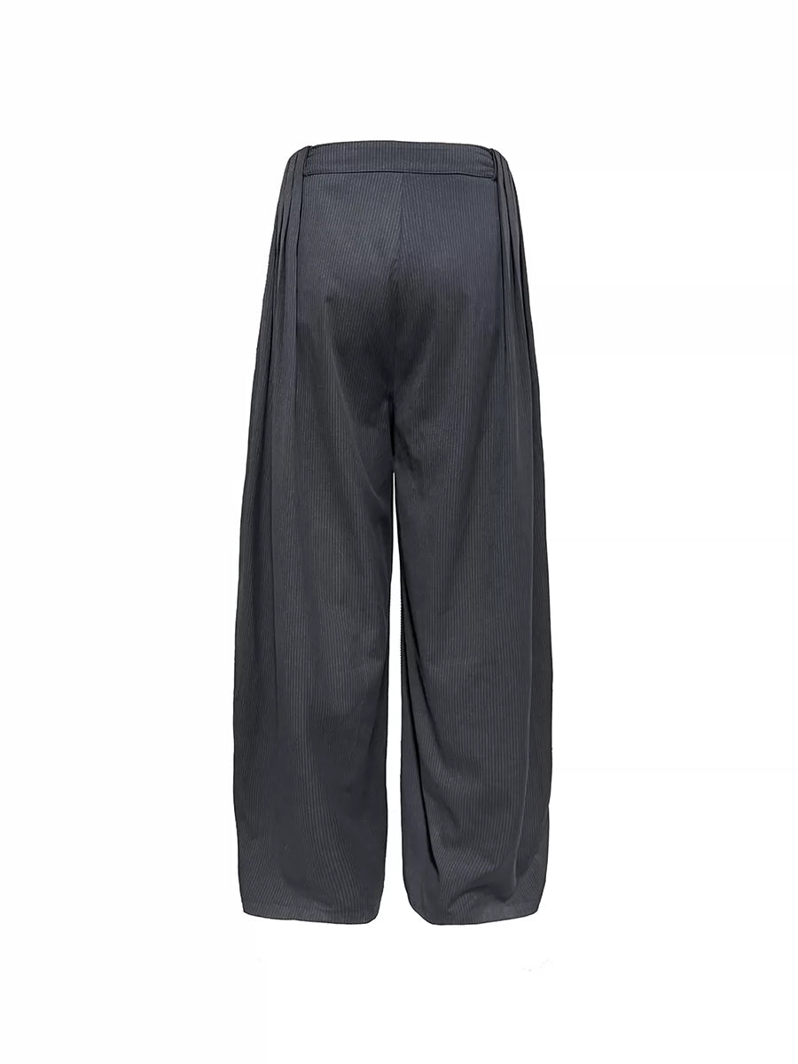 Side Pleated Striped Pants