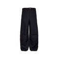 Double knee patch wool wide-leg trousers