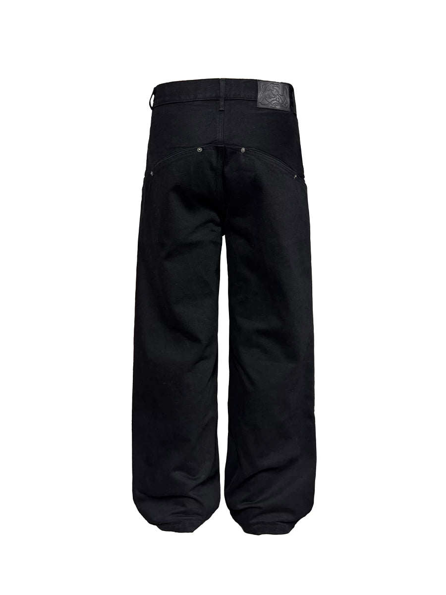 Straight-Leg Black Denim Jeans