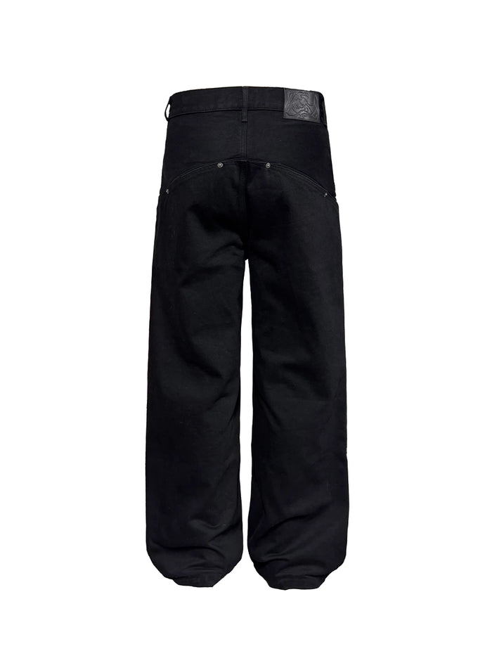 Straight-Leg Black Denim Jeans