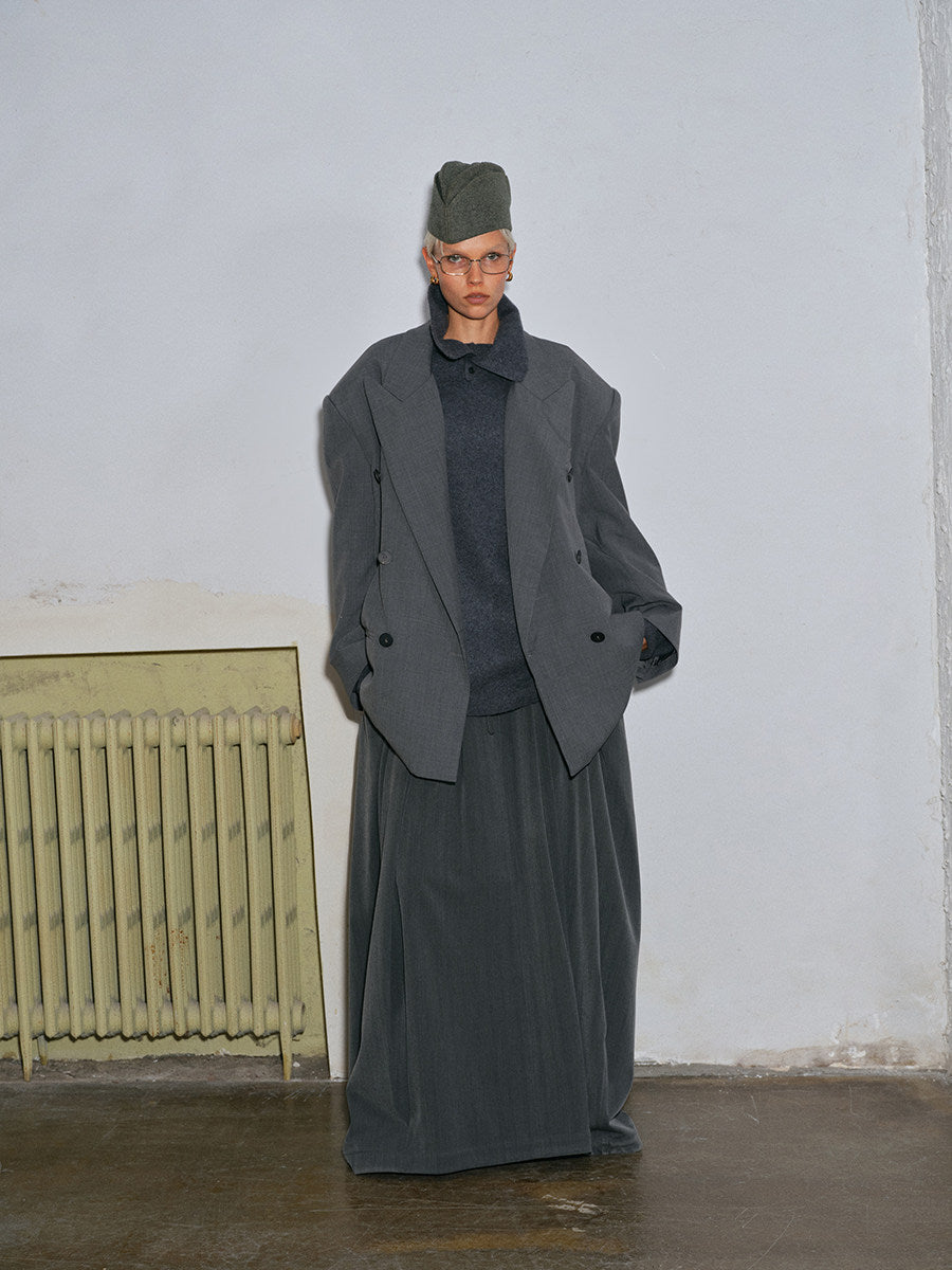 Double-breasted oversized wool blazer