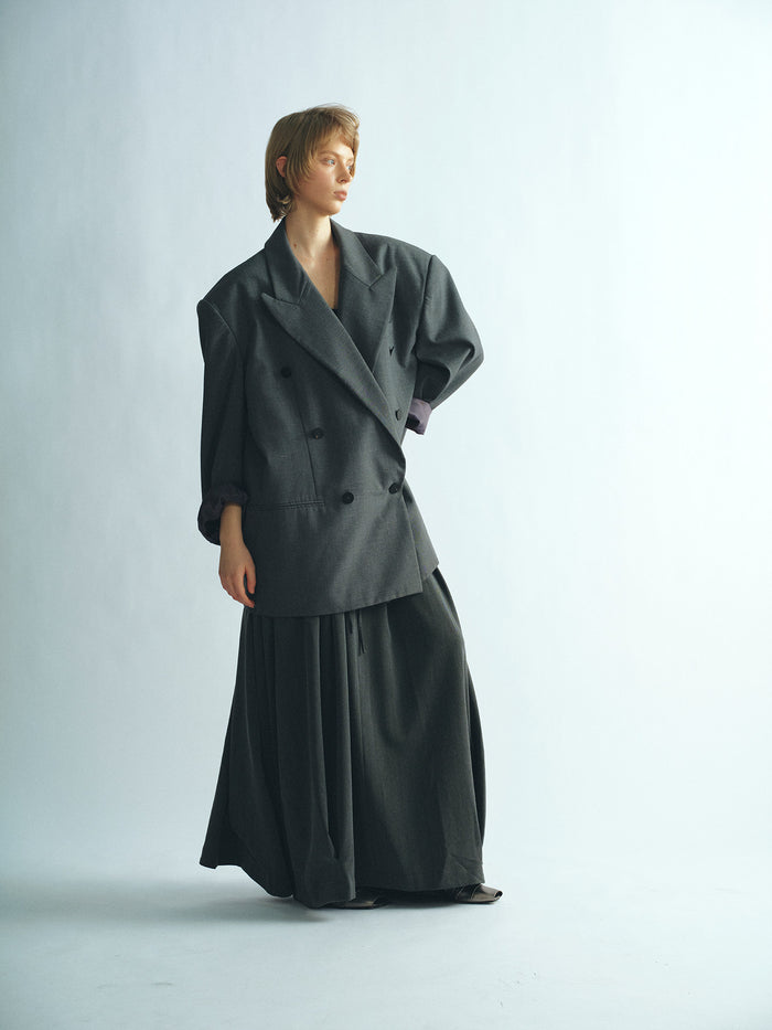 Double-breasted oversized wool blazer