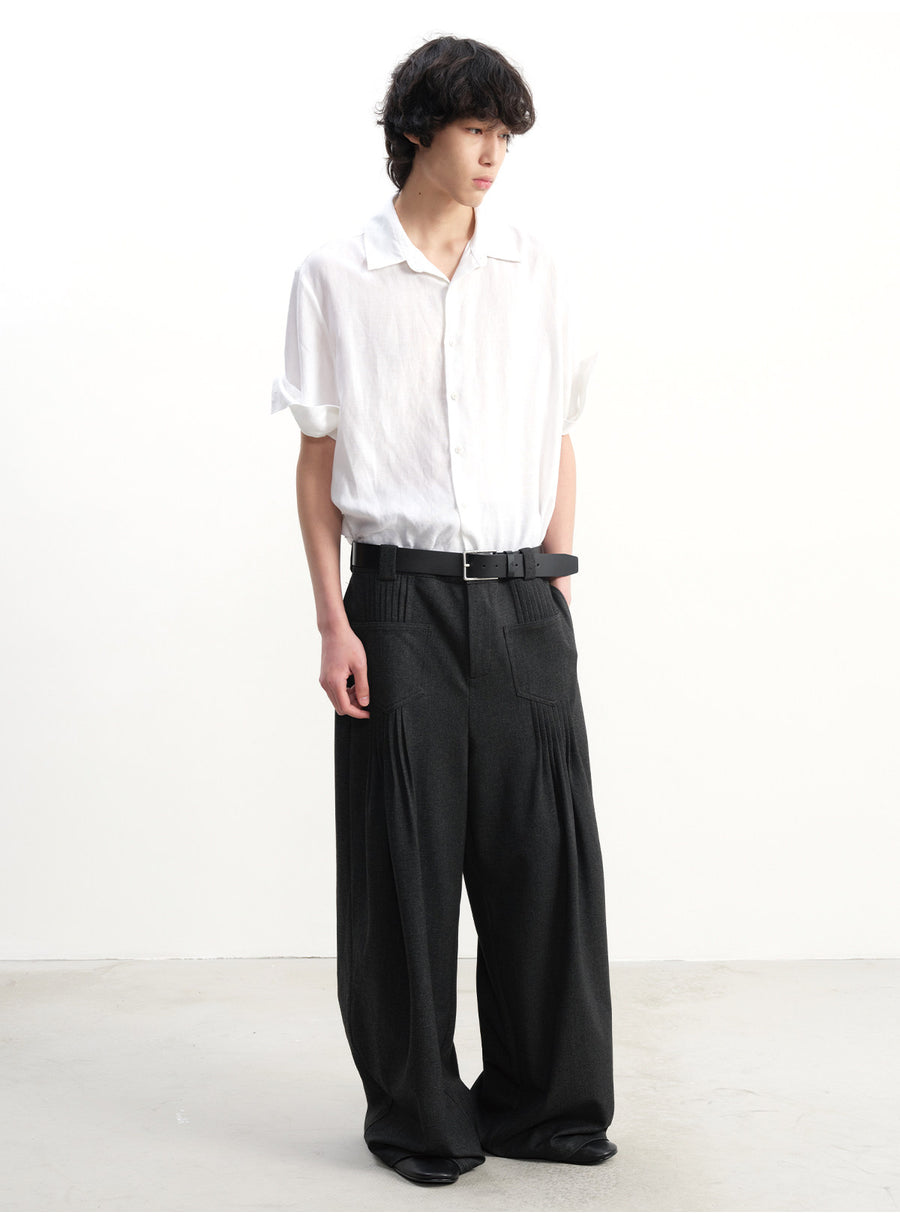 Pleated Pocket Wide-Leg Trousers