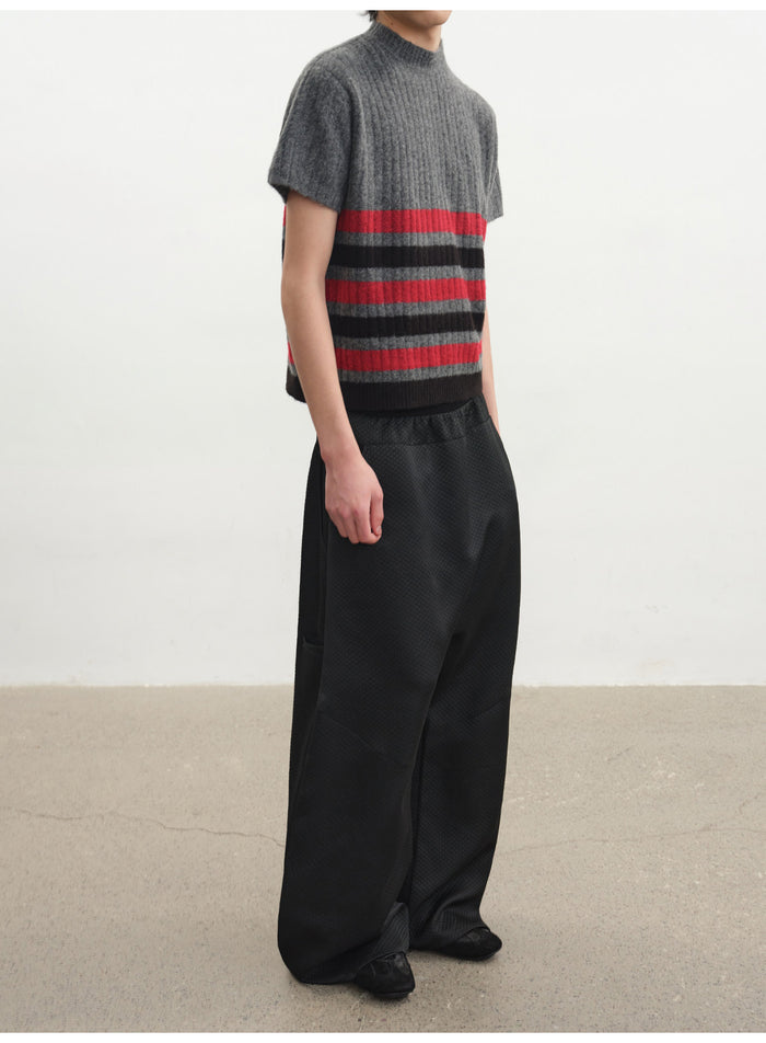 Black & Red Striped Knit T-Shirt