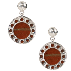 Crimson Beaded Stud Earrings