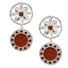 Crimson Lotus Beaded Stud Earrings