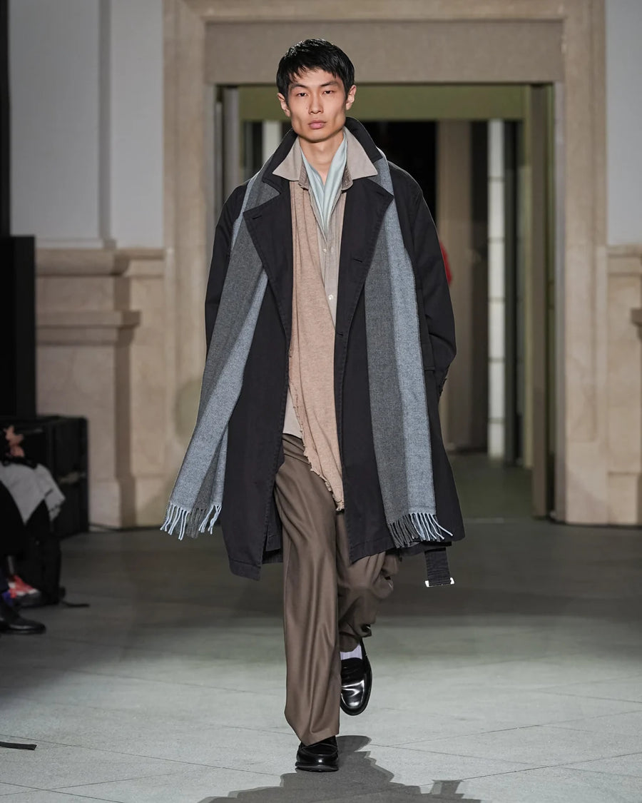 Wool Satin Belt-Less Slacks