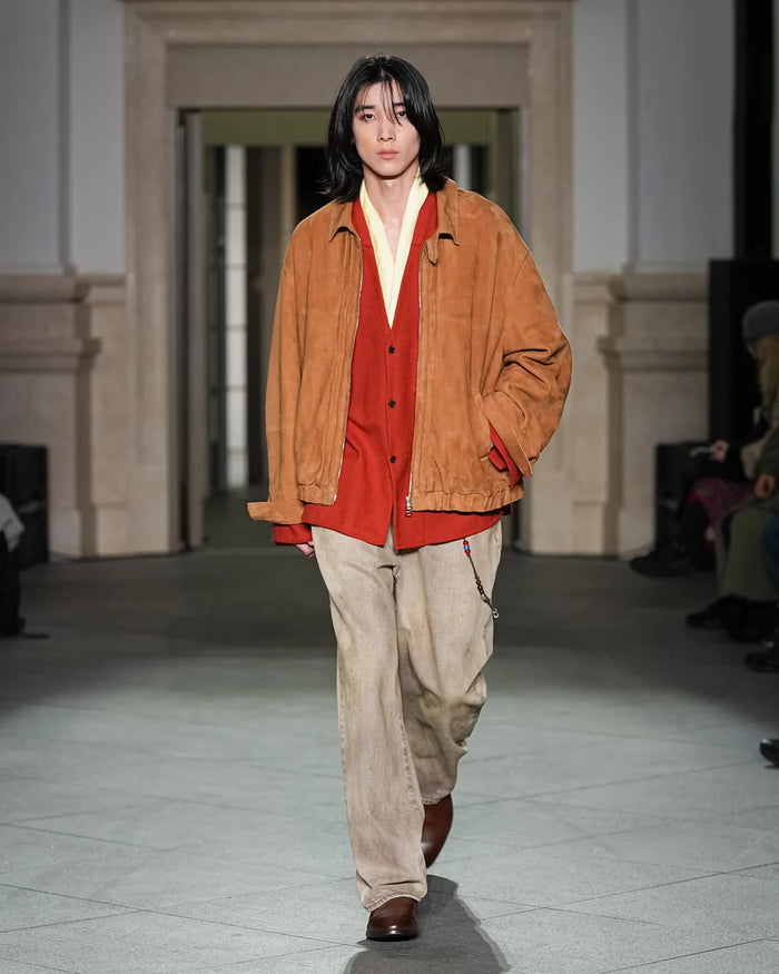 Shrink Wool No-Collar Tailored Shirt
