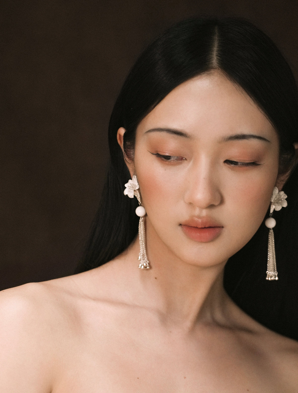 Silver Haze Azalea Tassel Earrings