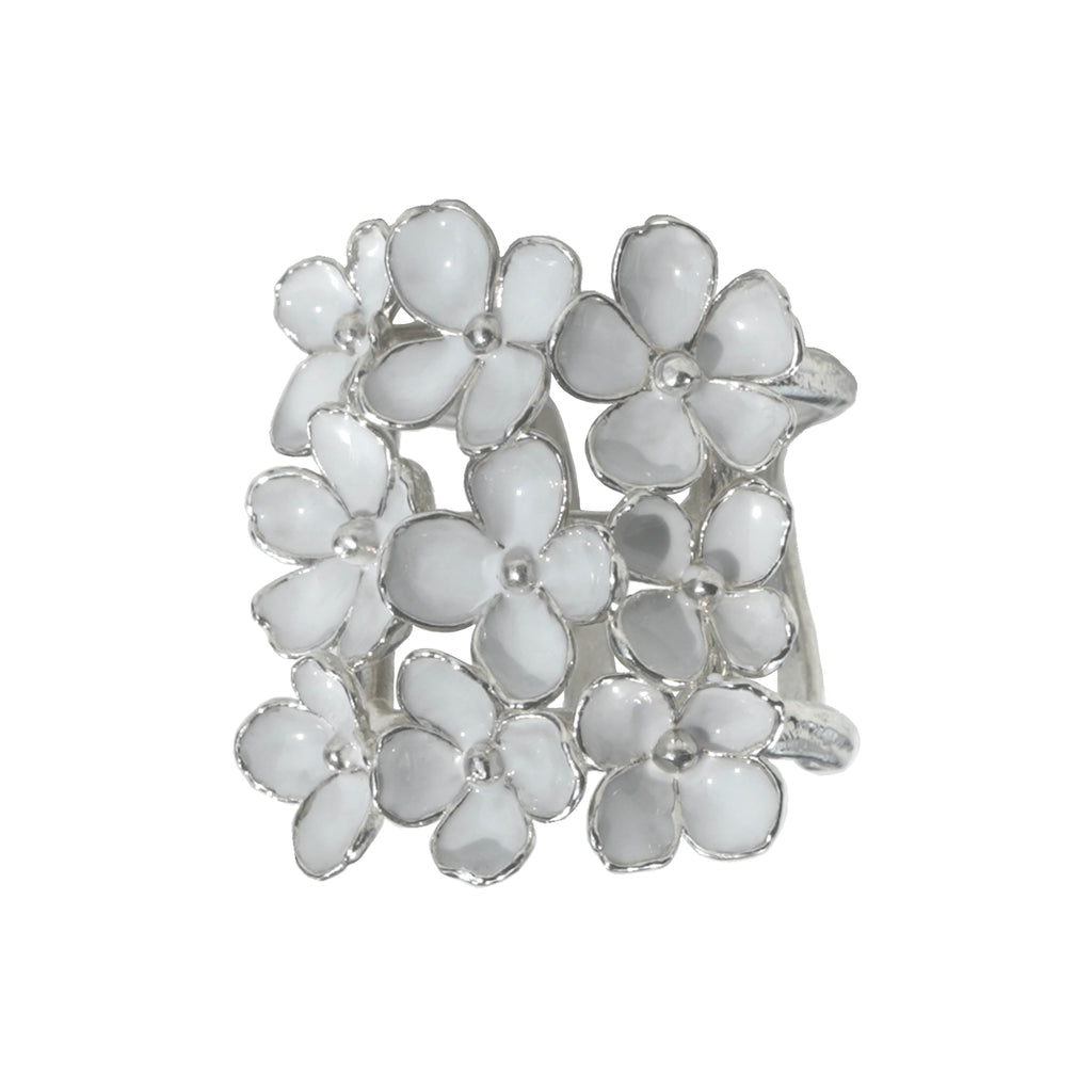 Nanyang Porcelain White Square Flower Ring
