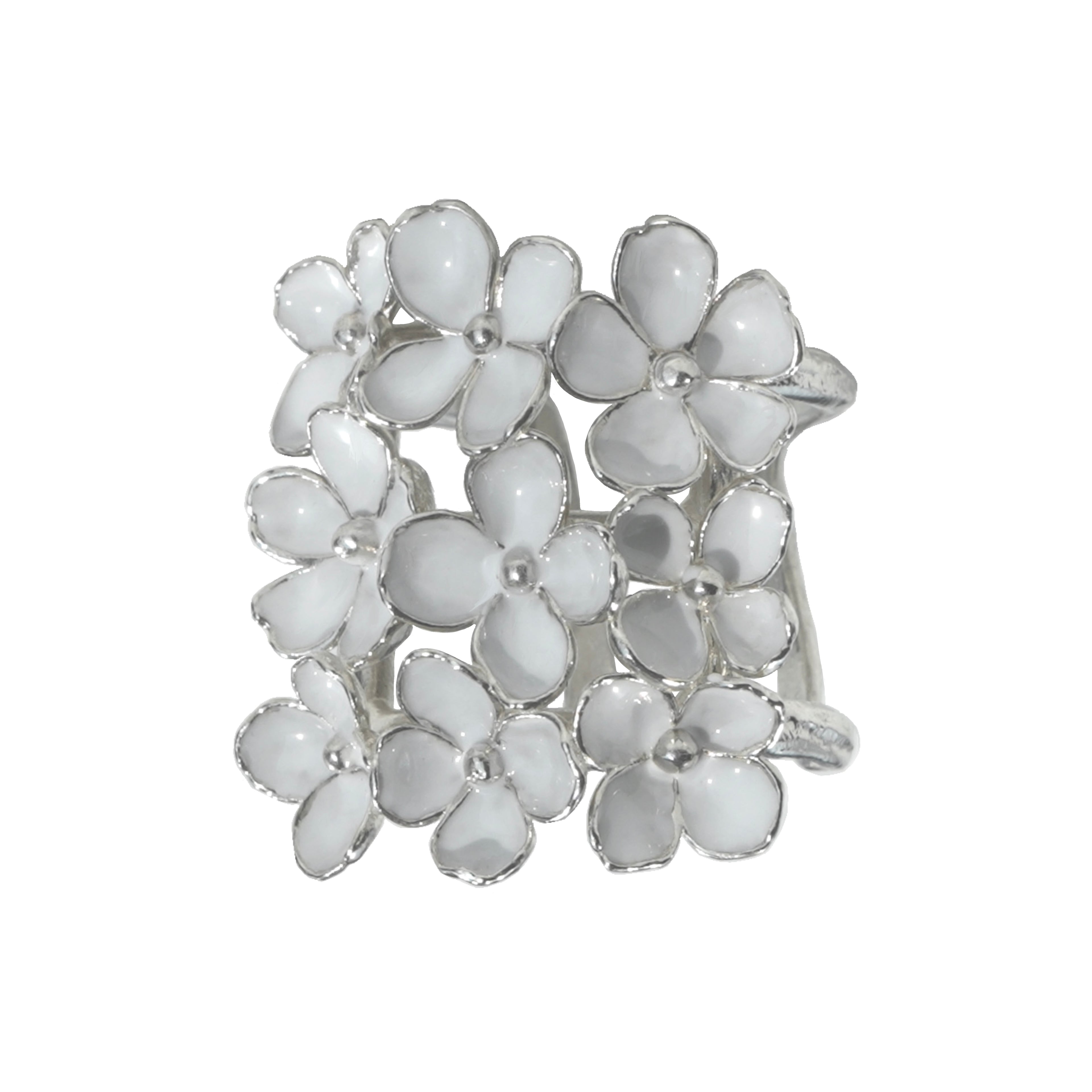 Nanyang Porcelain White Square Flower Ring