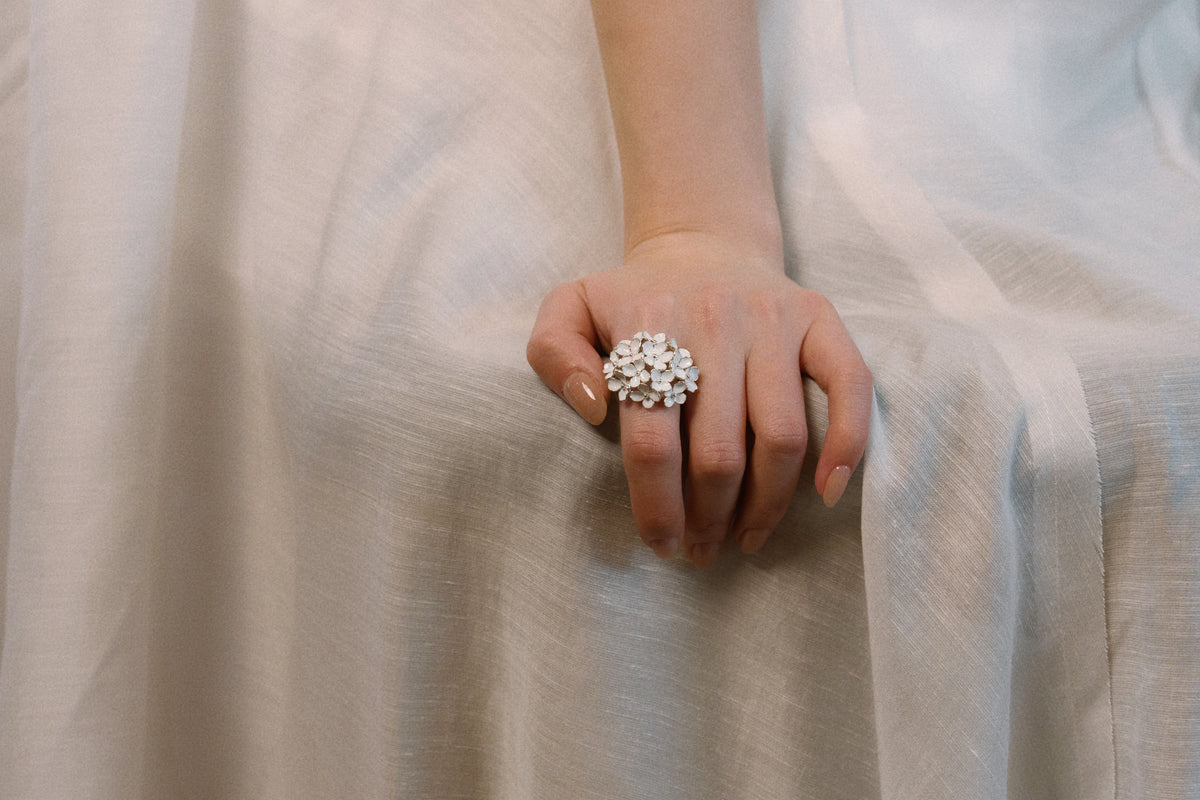 Nanyang Porcelain White Dome Floral Ring