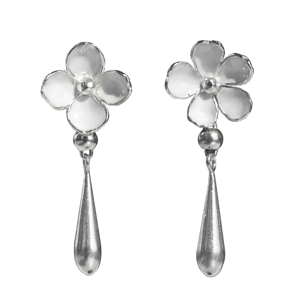 Nanyang Porcelain White Minimal Drop Stud Earrings
