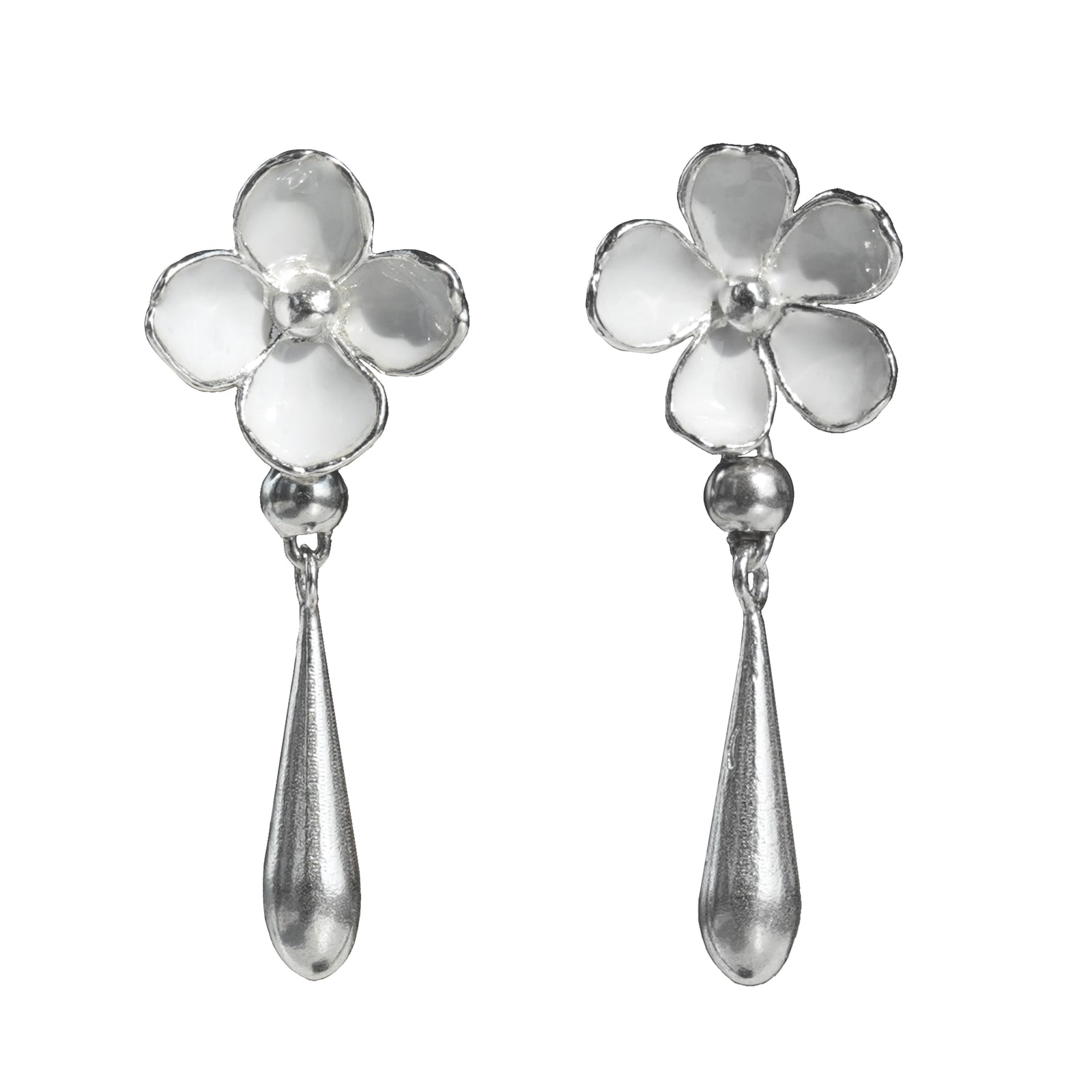 Nanyang Porcelain White Minimal Drop Stud Earrings