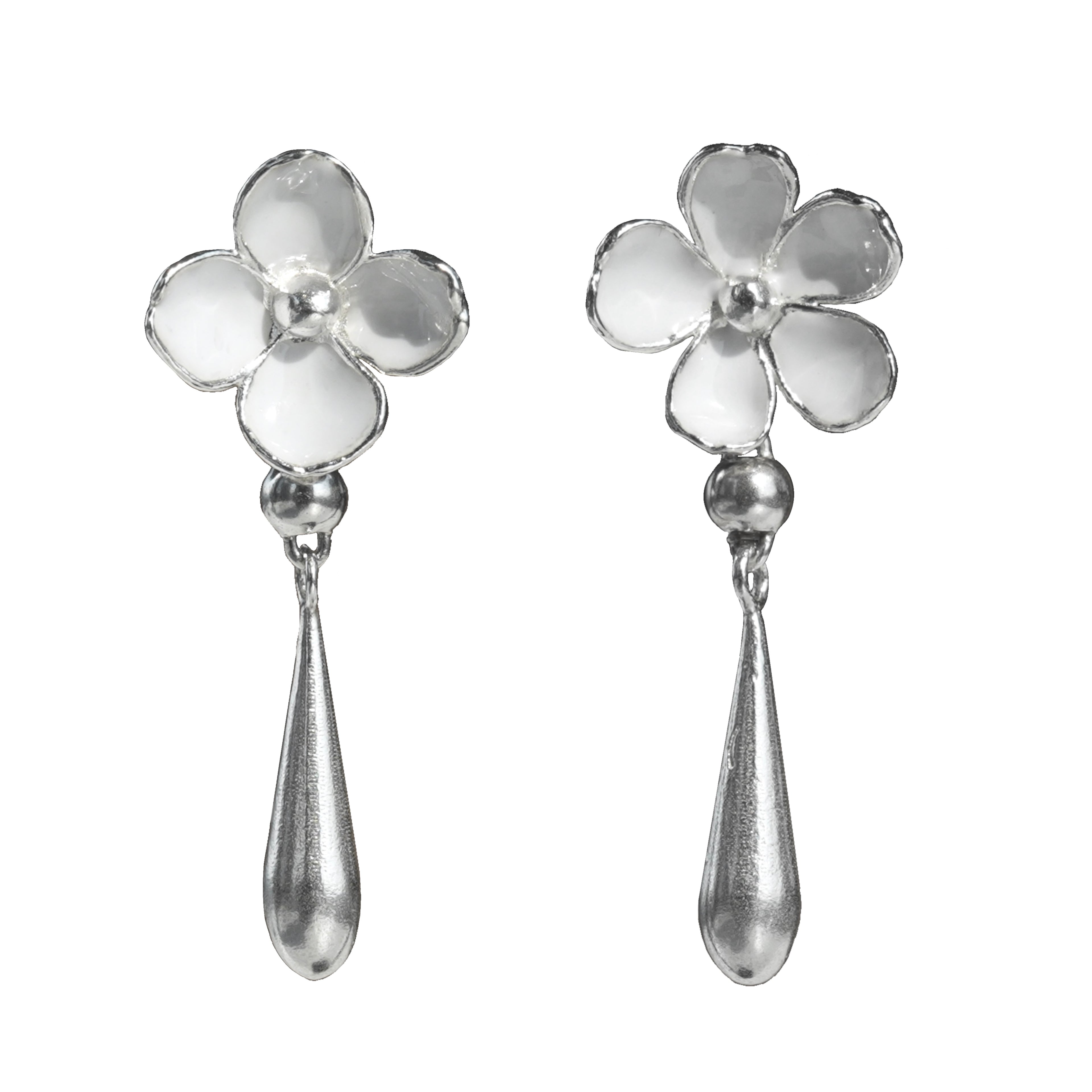 Nanyang Porcelain White Minimal Drop Stud Earrings