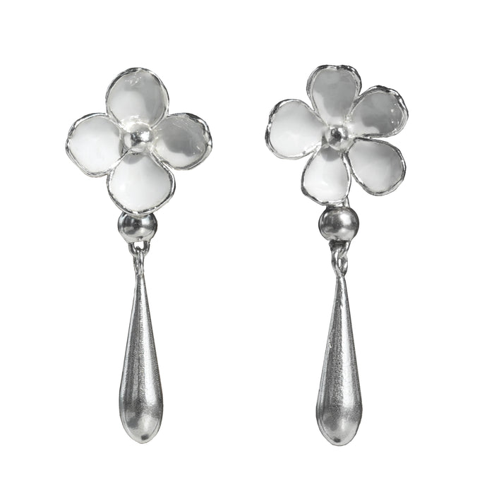 Nanyang Porcelain White Minimal Drop Stud Earrings