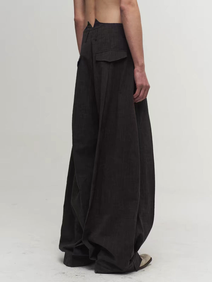 Curved High-Waist Lantern Pants, side view