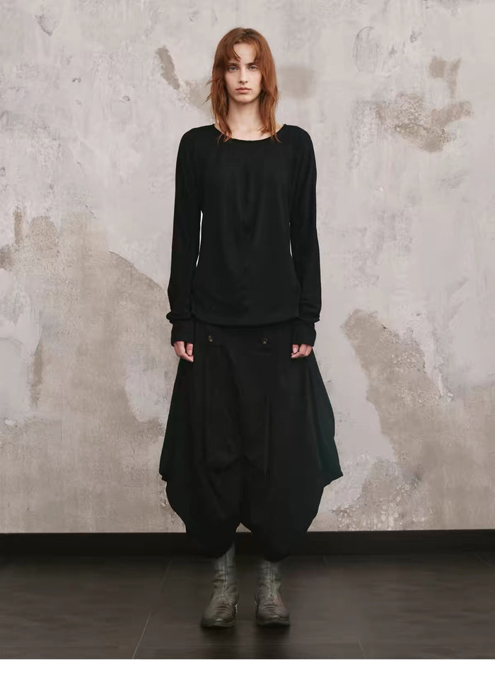 Twisted-Panel Long Sleeve, front view with skirt