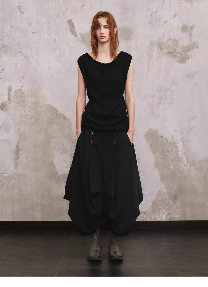Flower Shadow Swing-Collar Vest, front full view