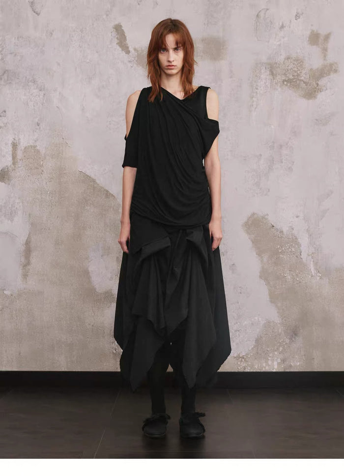 Layered Wing Cape Vest, front styled view