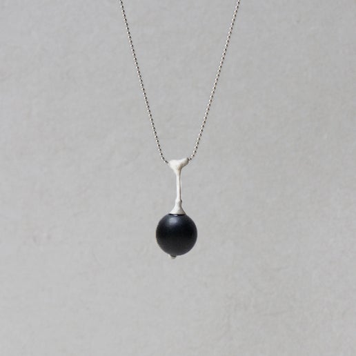 "Eloquent Fruit" Ebony & Sterling Silver Pendant Necklace
