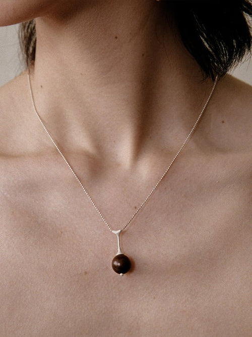 "Eloquent Fruit" Ebony & Sterling Silver Pendant Necklace