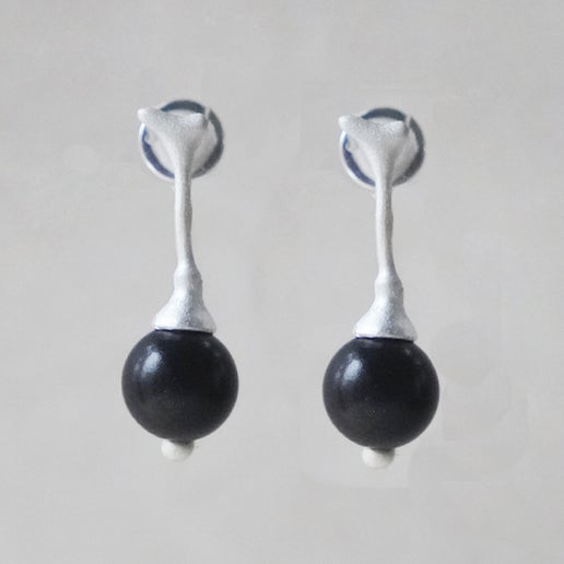 "Eloquent Fruit" Small Ebony Sterling Silver Stud Earrings