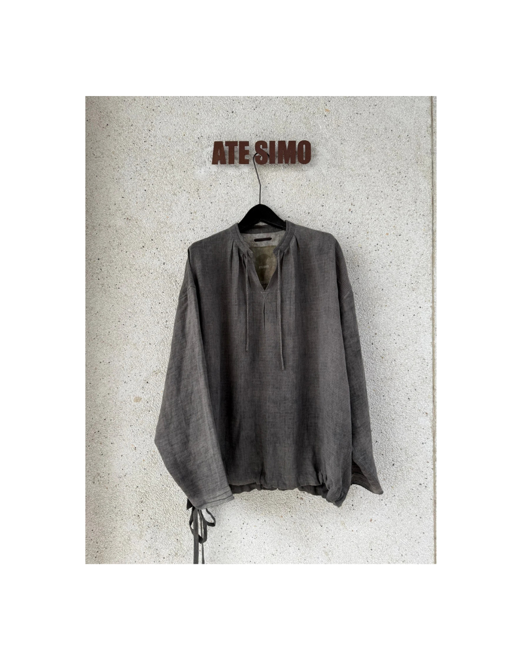 Tie-front pullover long-sleeve shirt