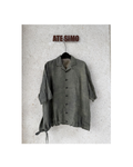 Cuba-collar drawstring short-sleeve shirt