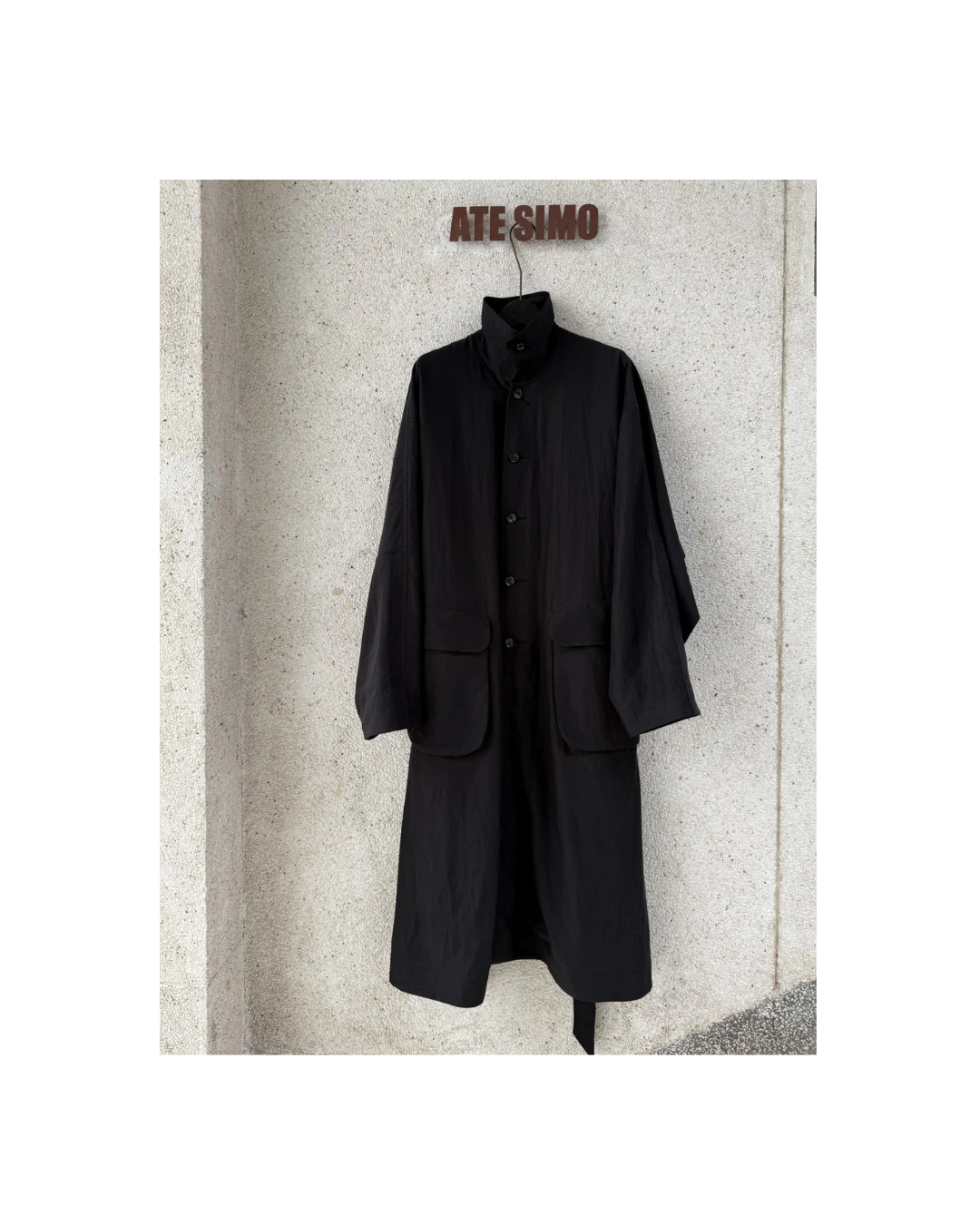 Collared longline trench coat