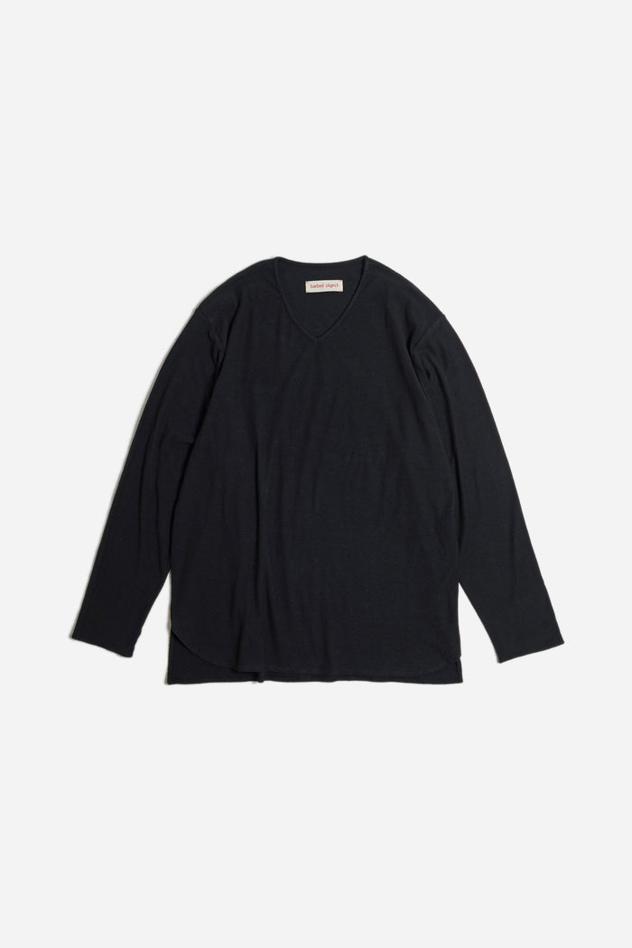 Barbell Object Cotton Silk V Top, Black